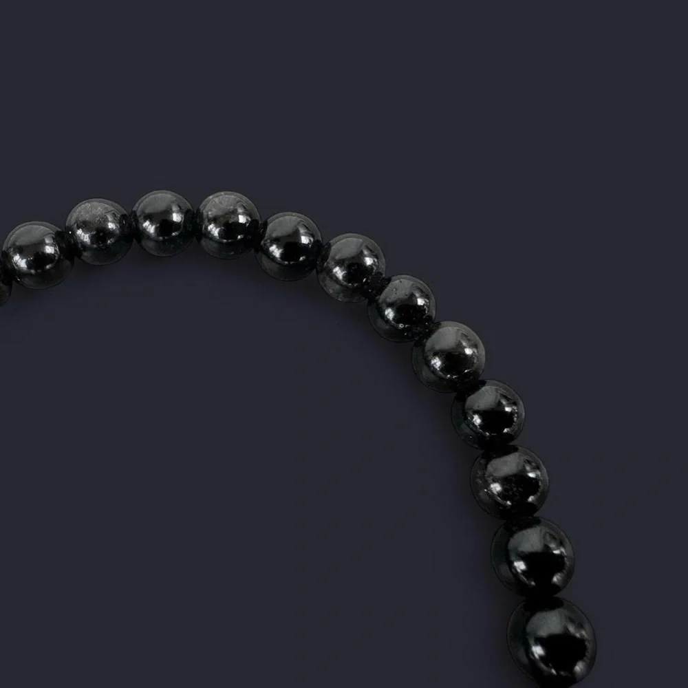 Black Glass Bead Bracelet 6mm